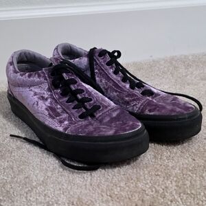 Purple Velvet Vans Low Top Sneakers with Black Laces